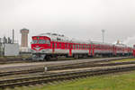 Der Dieseltriebzug DR1A 94 24 90 02763-1 (DR1A-0276) in dem Bahnbetiebwerk Vilnius am 7.