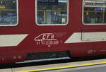 Die Beschriftung des CFR  61 53 21-90 008-1 B11, im D 347  Dacia  nach Bucureşti Nord, am 15.08.2022 in Wien Hauptbahnhof.