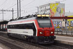 Infrastrukturdiagnose XT mass 99 85 9 160 001-5 durchfährt am 29.02.2024 den Bahnhof Pratteln.