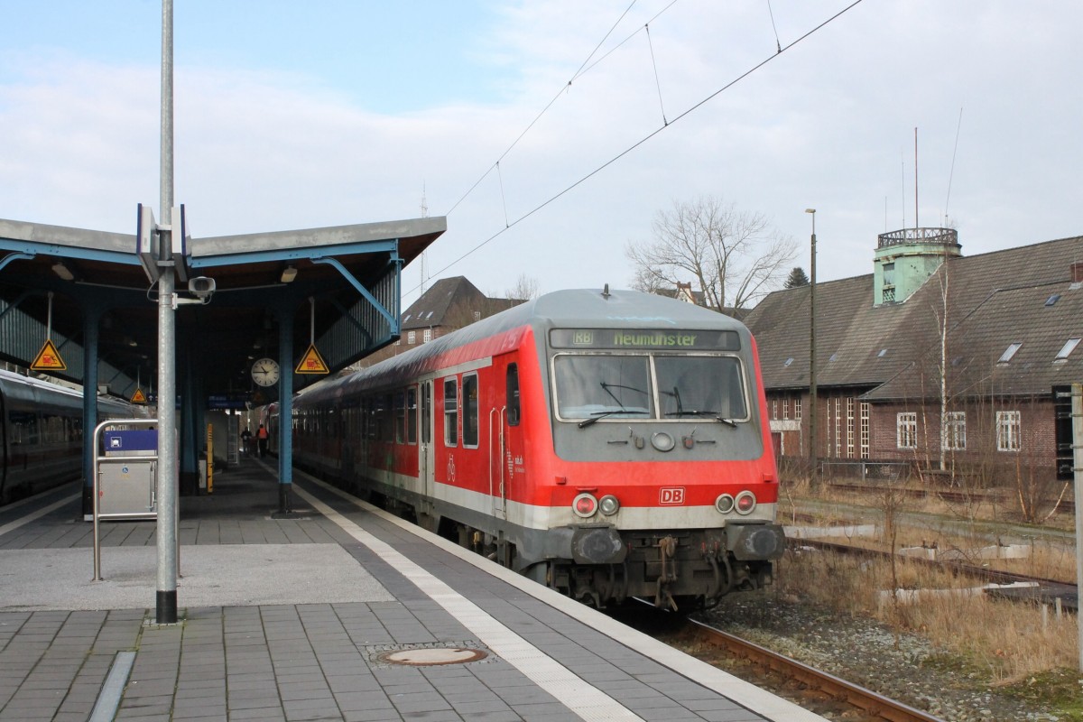 Blick von oben auf den Flensburger Bahnhof im Mai 2014