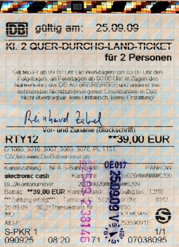 Frage zur Deutschen Bahn, Quer durchs Land Ticket wer