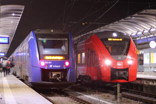 622 921 und 1440 511 am Abend des 14.12.2024 in Kaiserslautern Hbf