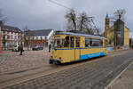 Am 01.03.2025 war Triebwagen 33 der Woltersdorfer Straenbahn auf dem Weg von der Woltersdorfer Schleuse zum S-Bahnhof Rahnsdorf am Woltersdorfer Rathaus vorbei.