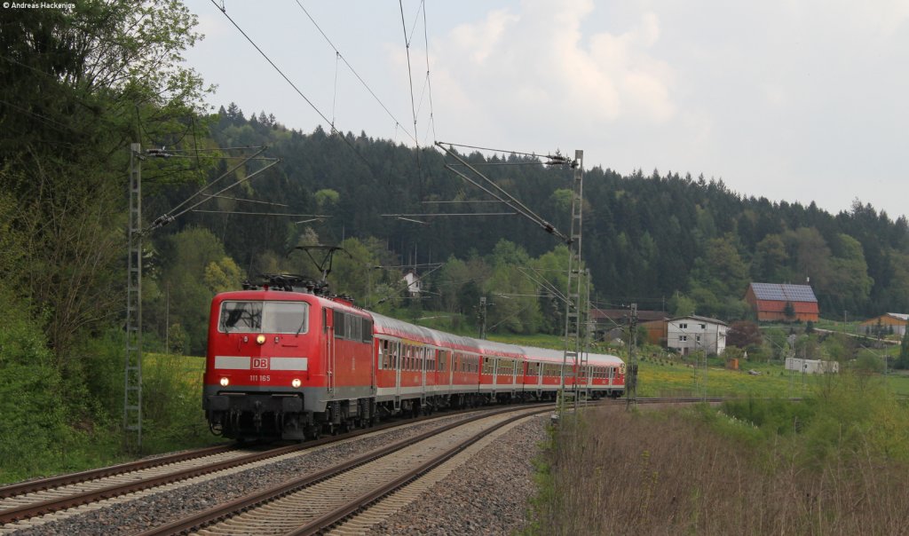 111 165-7 mit dem RE 19444 (Aalen-Stuttgart Hbf) bei Lorch 5.5.13