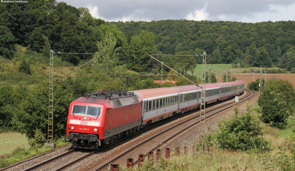 120 108-6 mit dem IC 119 (Mnster(Westf) Hbf-Innsbruck Hbf) bei Urspring 31.8.12