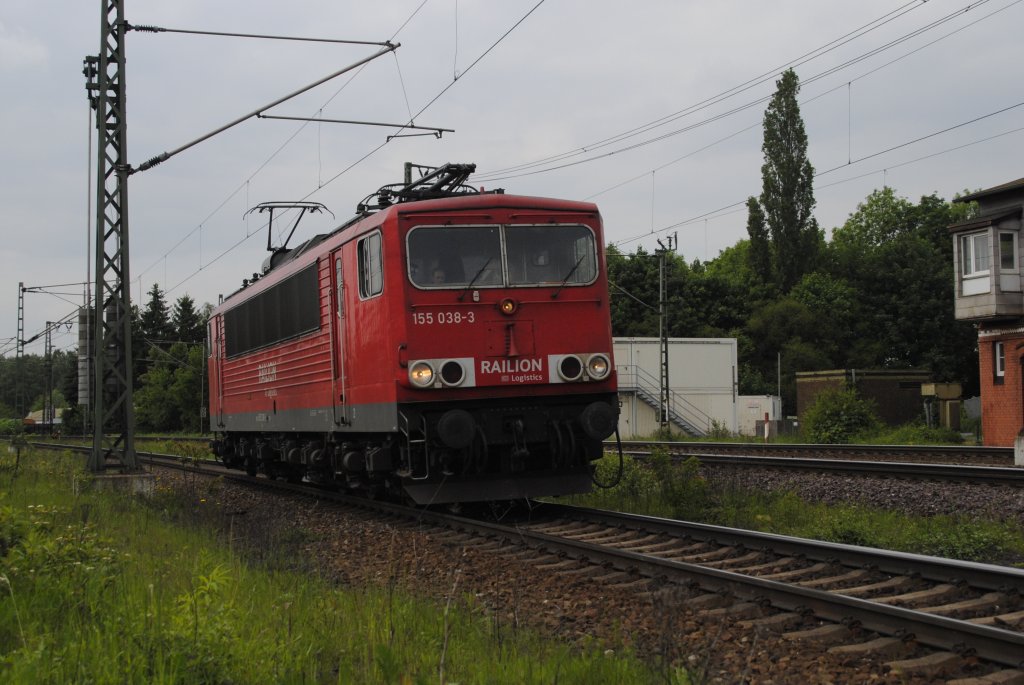 155 038-3, am 27.05.2010 Solo in Lehrte.