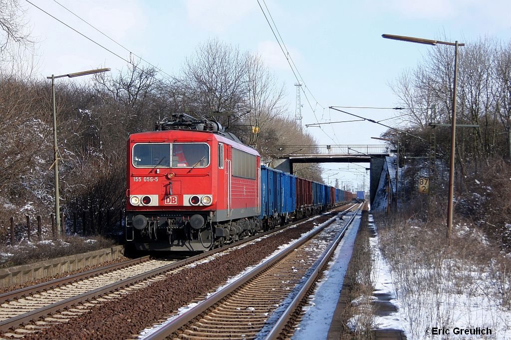 155 056 mit Polenkohle am 6.3.10 in Ahlten.