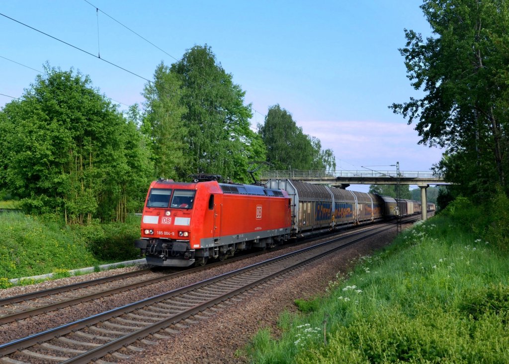 185 004 mit einem Audizug nach Gyr am 09.05.2013 bei Eind.