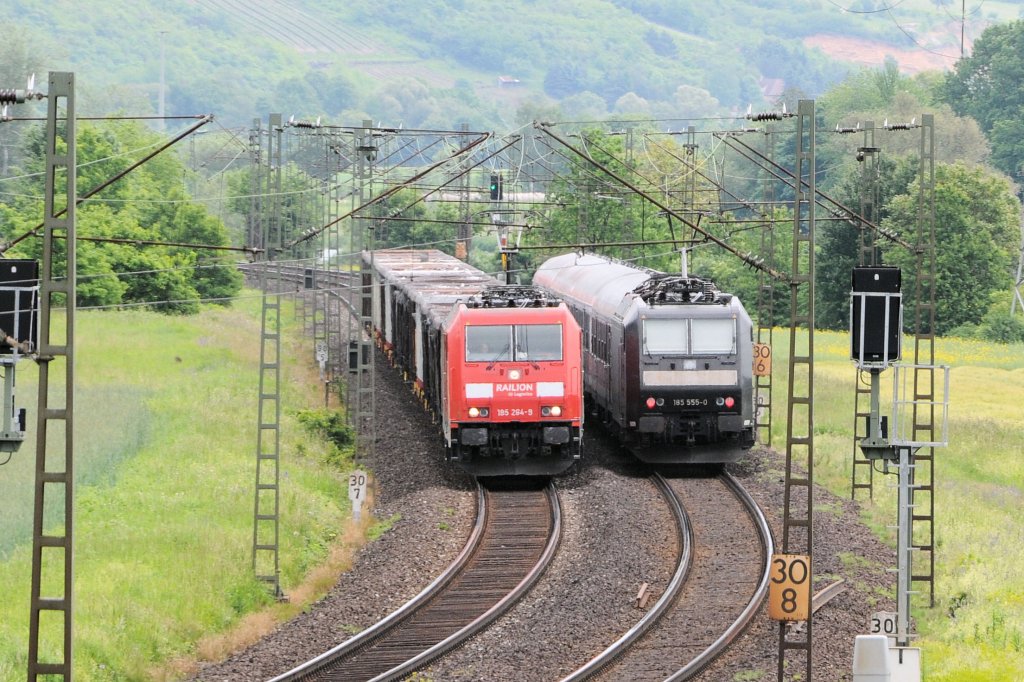 185 264 & 185 555 am 03.06.10 bei Wernfeld/Main