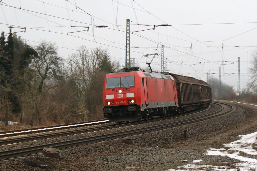 185 358-9 mit einen Gz kurz vor Fulda am 23.01.2010