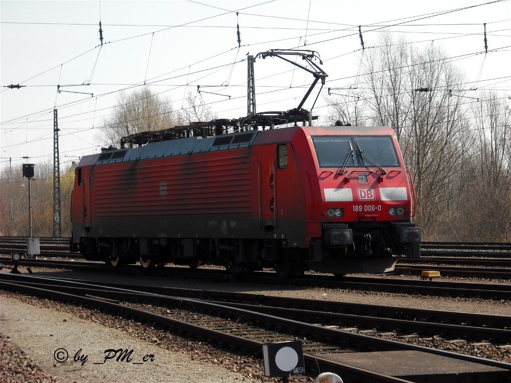 189 006-0 in Brandenburg Gterbahnhof am 1.4.2009 in einem eher unsauberen Zustand