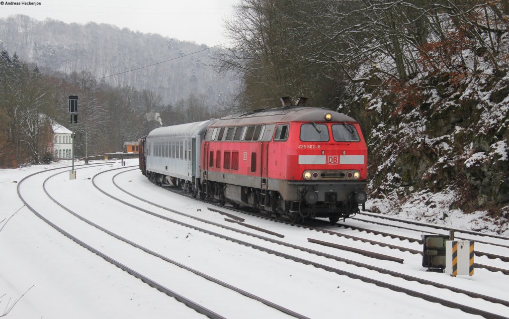 225 802-8 mit dem M ***** (Baumholder-Neunkirchen) in Heimbach 25.2.13