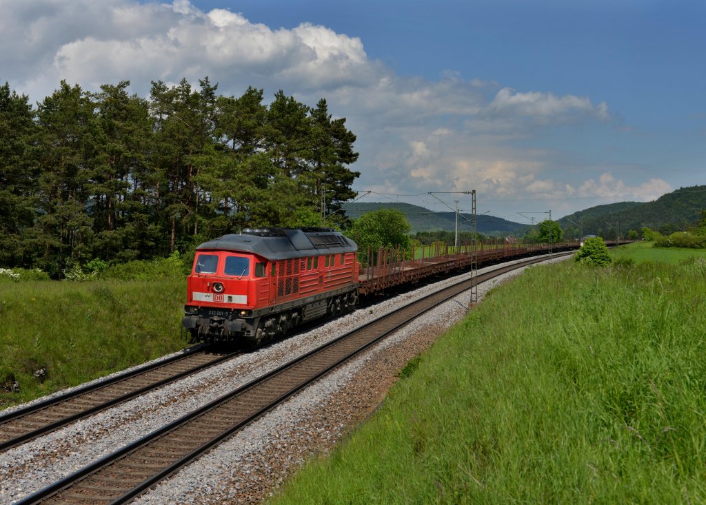 232 601 mit einem Gterzug am 28.05.2013 bei Parsberg.