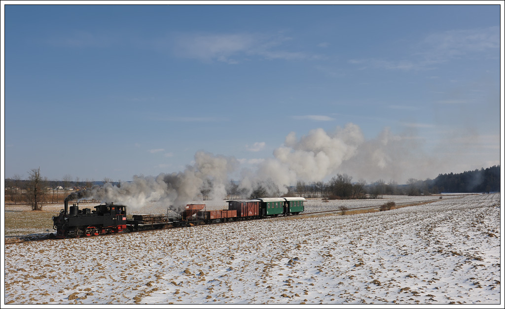 298.56 mit ihrem GmP am 5.2.2012 von Preding nach Stainz, aufgenommen bei der Einfahrt in Kraubath.