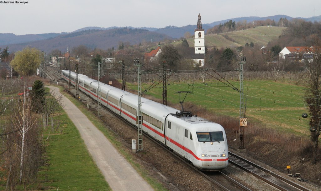 401 0 als ICE 75 (Hamburg Altona-Zrich HB) bei Denzlingen 17.3.12