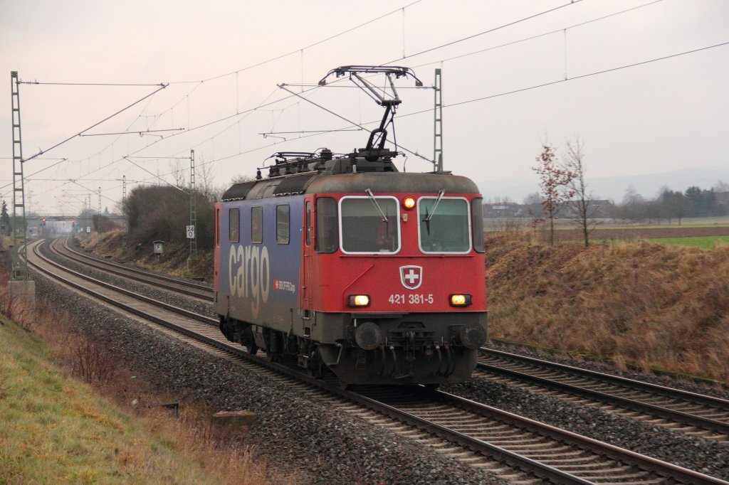 421 381-5 SBB Cargo bei Staffelstein am 10.01.2013.