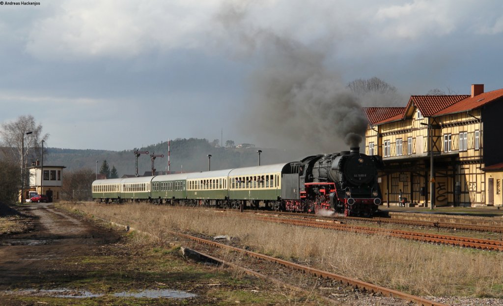  44 1486-8 mit DPE 308 (Eisenach-Meiningen) Durchfahrt Immelborn 12.4.13