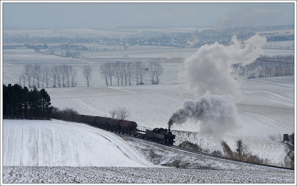 93.1420 vom Verein Neue Landesbahn mit ihrem SGAG 14500 von Korneuburg nach Ernstbrunn am 11.2.2013 am Mollmannsdorfer Berg. 

http://www.landesbahn.at/   
