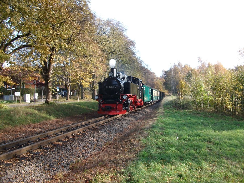 99 1782 kam am 29.Oktober 2010 mit wenig Dampf von Ghren nach Binz.