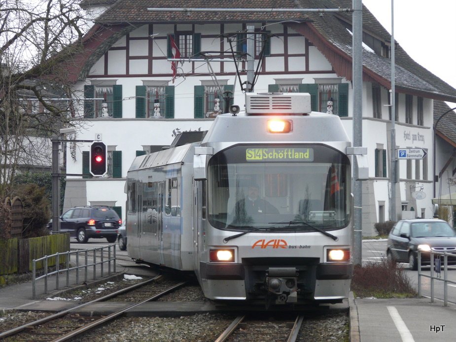 AAR - Triebzug Be 4/8 29 bei der einfahrt in Suhr Ausweiche am 06.02.2010