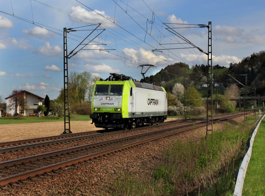 Die 185 549 am 21.04.2012 unterwegs bei Eind.