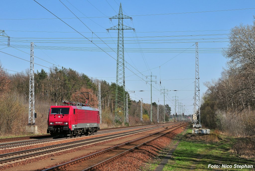 Die schne weinrote MTEG 189 800-6 als einzelne Maschine auf dem Weg nach Hamburg (Diedersdorf 07.04.10) 