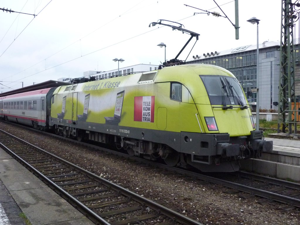 Ebenso war am EC 112 die 1116 033-0 Telekom Austria als Schublok bis Mnchen Hbf in Mnchen Ost zu Fotografieren.