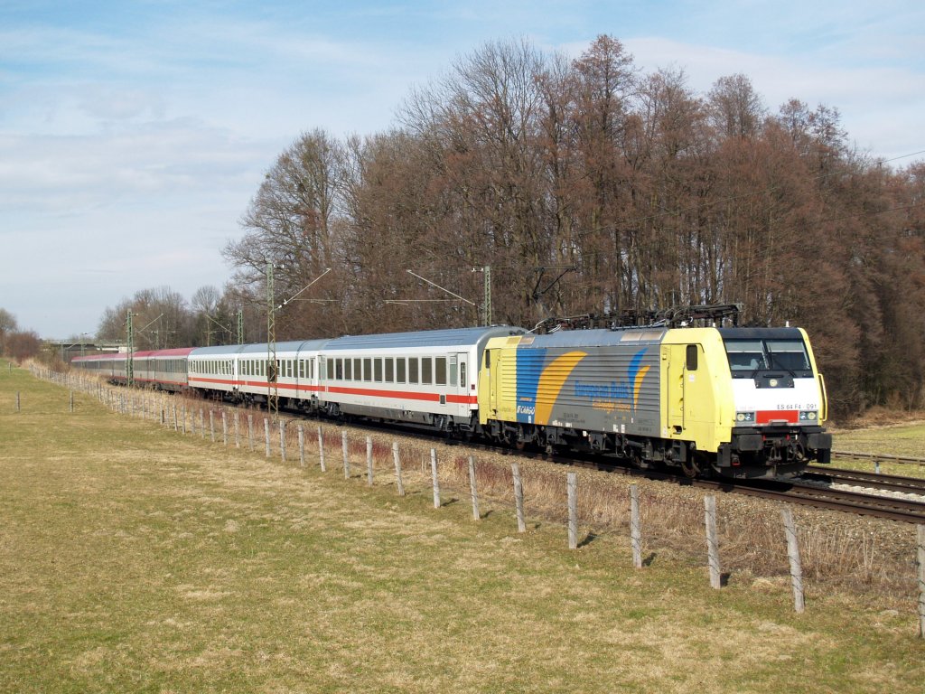 ES 64 F-091 mit EC am 20.03.2010 beim B Vogl 