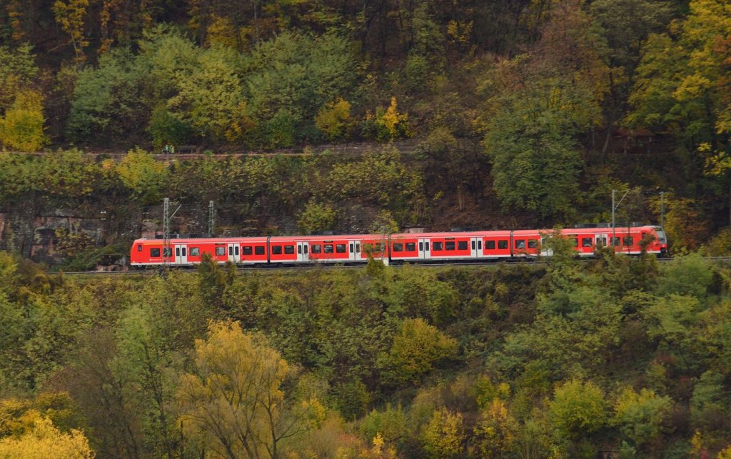 Fernschu, von der Schleuse Guttenbach aus habe ich diesen unbekannten 425ziger auf der Kbs 705 zwischen Neckargerach und dem Binauer Tunnel auf hhe der Margaretenschlucht abgelichtet.18.11.2012