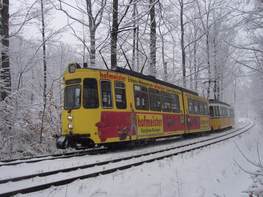 GT 4 - 418 + 450 zwischen Stelle und Ruhbank am 04.03.2006