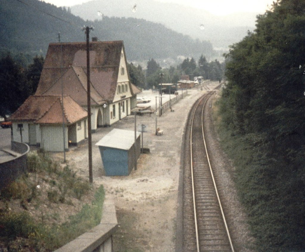 Hexenhaus im Wald.. Ohne Mietkaution,na wo gibts das schon..Diesen Bahnhof im badischen Bad Peterstal kann man dieses nachsagen ..(Sommer 1987)