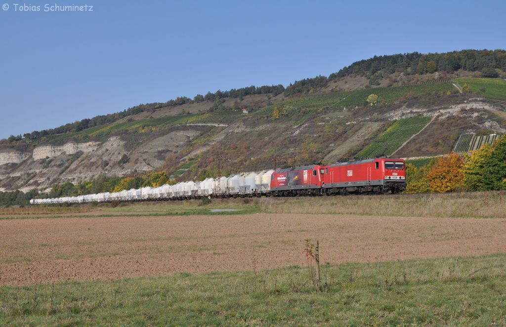 MEG 605 + 802 am 11.10.2012 mit Zementzug nach Regensburg bei Thngersheim