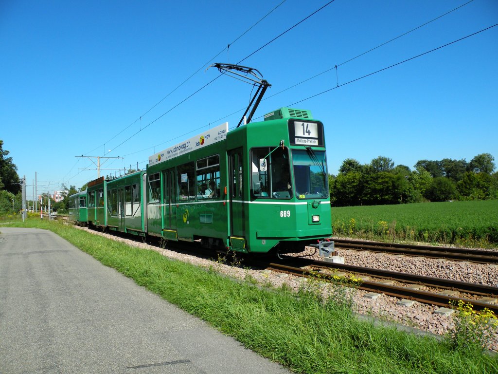 Motorwagen 669 unterwegs Richtung Haltestelle Lachmatt. Die Aufnahme stammt vom 01.09.2010.