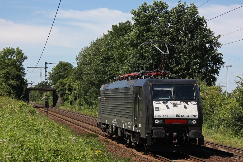 MRCE Dispolok/TXL ES 64 F4-092 am 24.7.12 als Lz in Hannover-Ahlten.