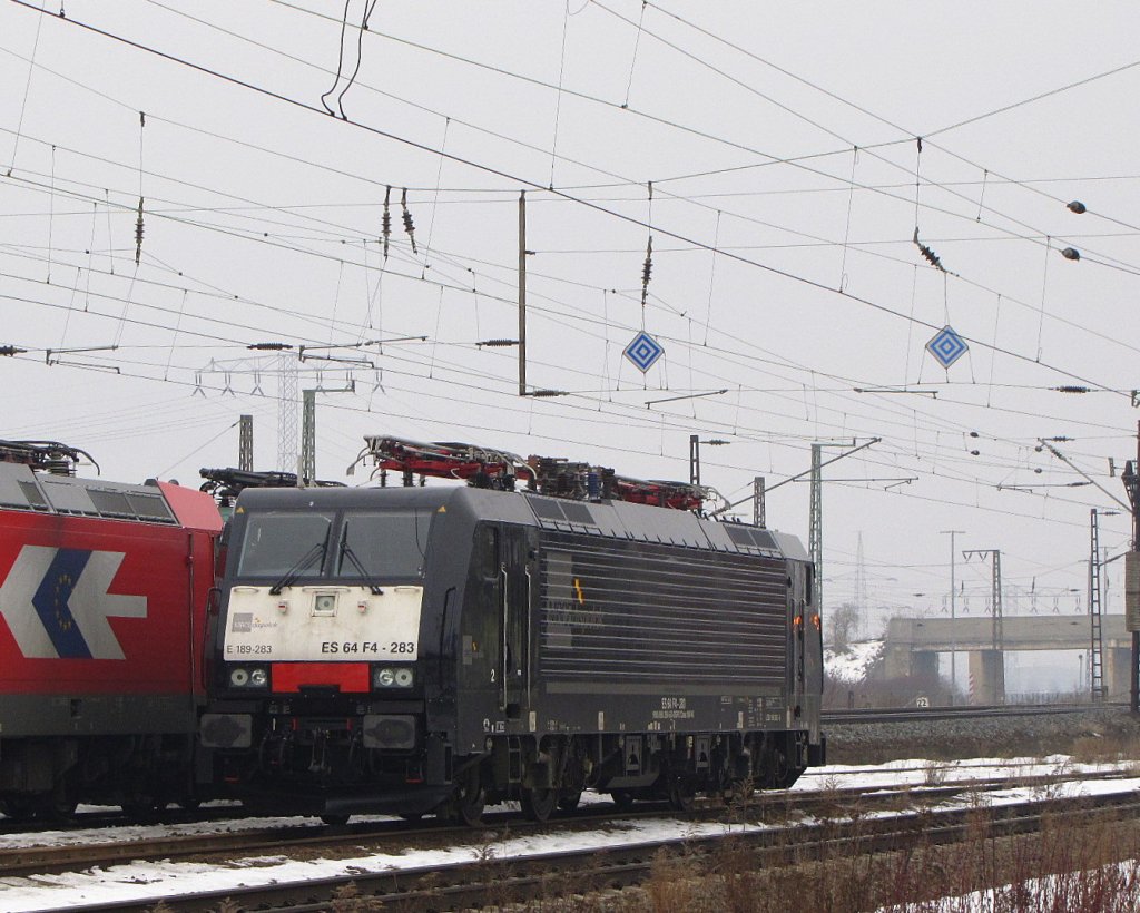 MRCE ES 64 F4-283 in Grokorbetha Rbf; 21.01.2010