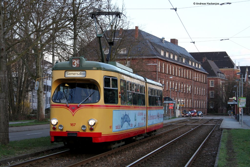 Museumswagen 167 auf Sonderfahrt in der Hertzstrae 19.3.11