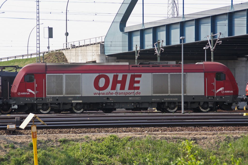 OHE 223 103 steht am 26.4.11 abgestellt im Gbf Alte Sderelb.