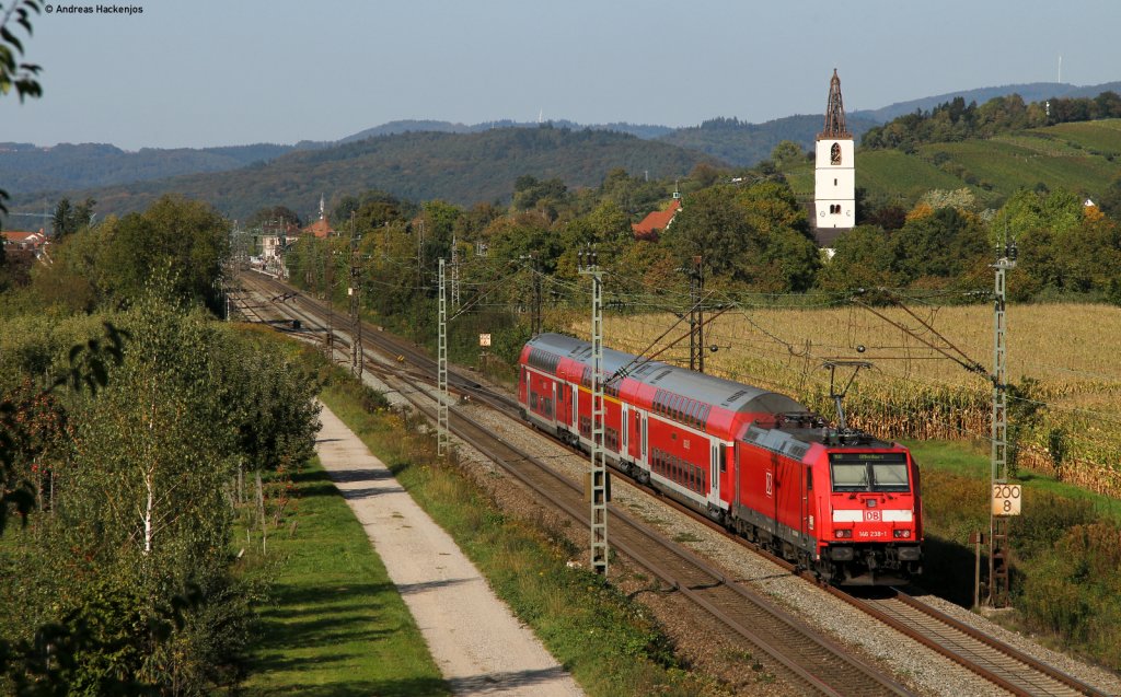 RE 26512 (Basel Bad Bf-Offenburg) mit Schublok 146 238-1 bei Denzlingen 25.9.11