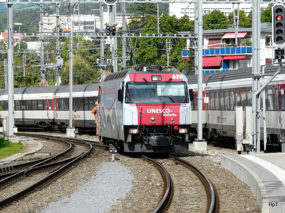 RhB - Ge 4/4  650 bei Rangierfahrt im Bahnhof Chur am 18.09.2012