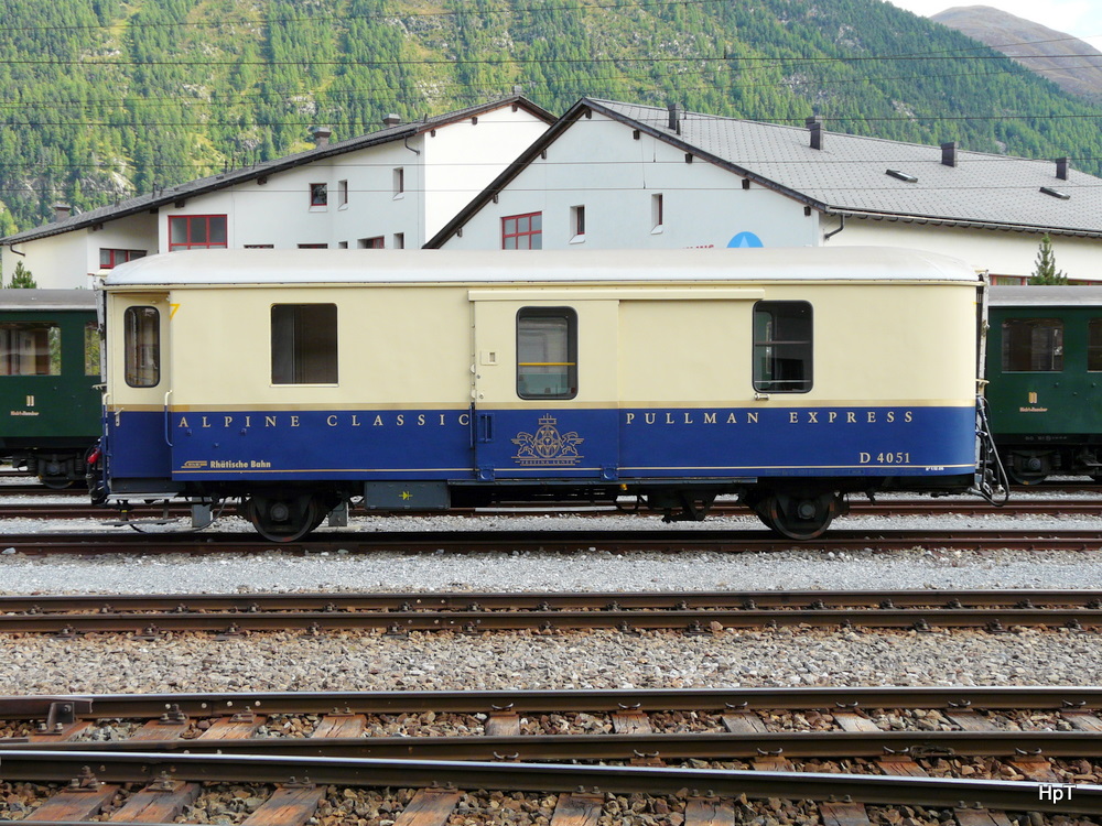 RhB - Gepckwagen D 4051 in Samedan am 14.09.2010