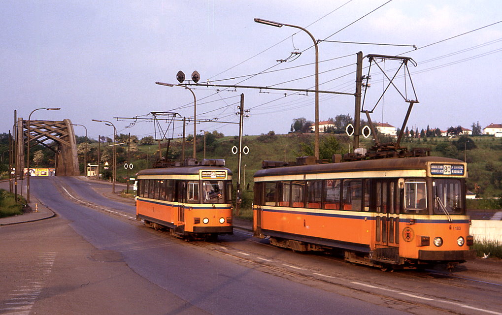 SNCV Tw 9183 bei Courcelles Motte, 29.05.1987.