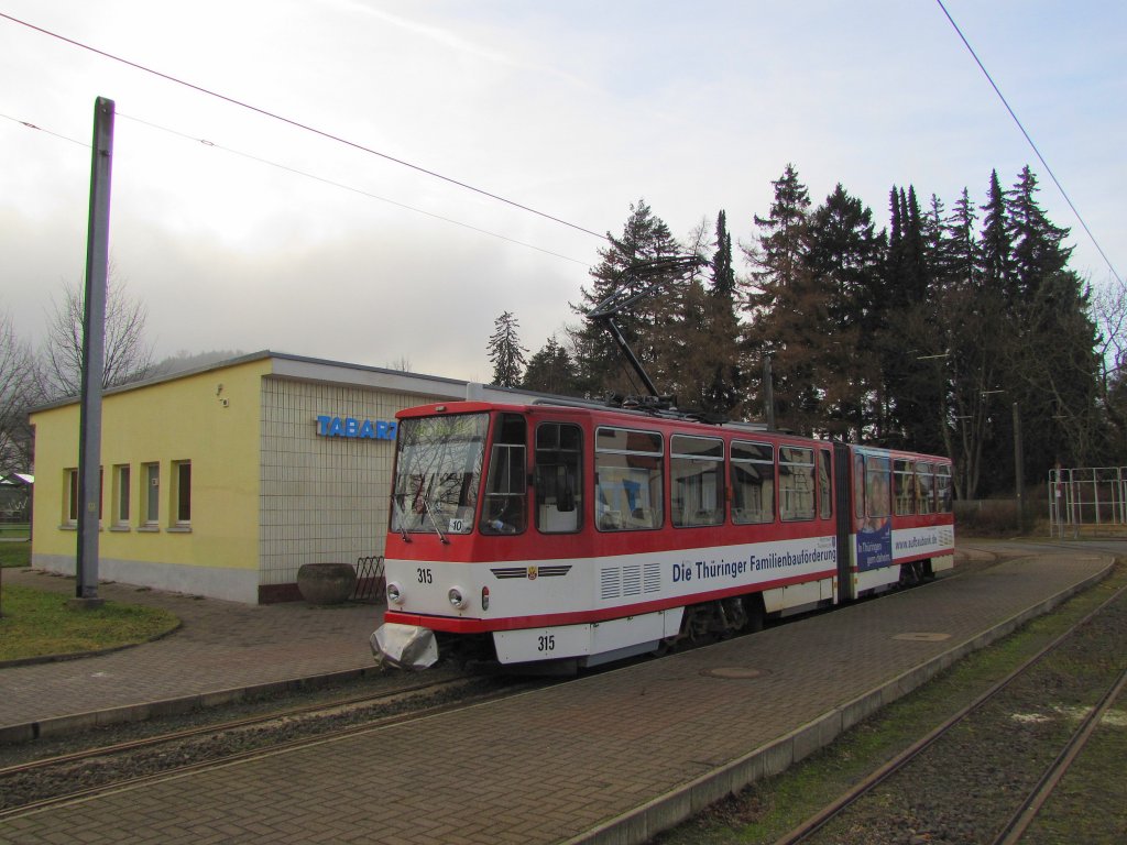 TWSB 315 an der Endhaltestelle in Tabarz; 28.12.2011