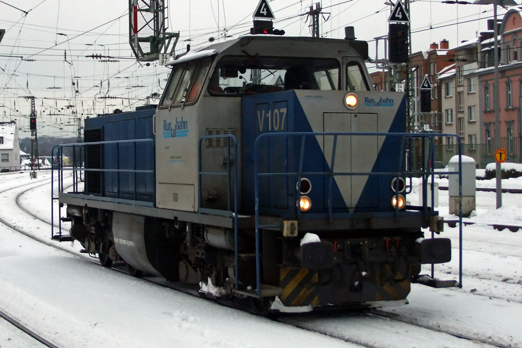 V107 der Rurtalbahn in Aachen 28.12.2010