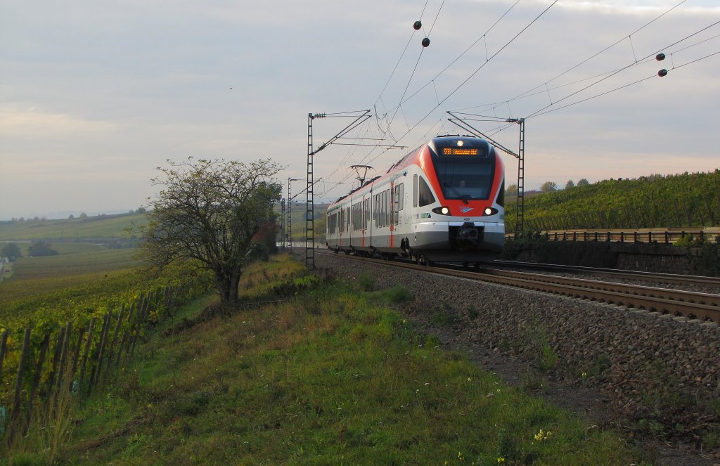 VIAS 409 als VIA 25093 von Rdesheim (Rhein) nach Wiesbaden Hbf, bei Erbach (Rheingau); 28.10.2011