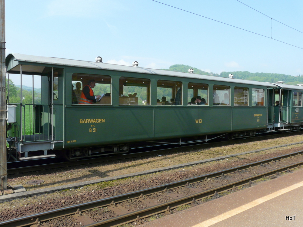 WB - Personenwagen / Barwagen 2 Kl. B 51 in Bad Bubendorf am 05.05.2013