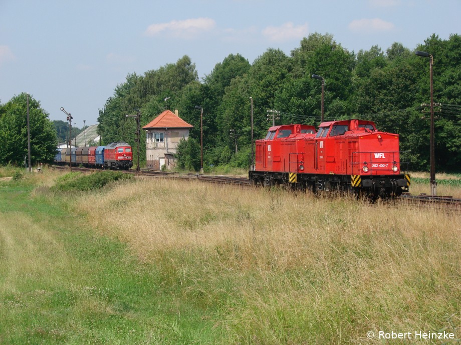 WFL 202 453-7 + 202 xxx als Prfungsfahrt nach Horka und zurck am 02.07.2010 in Mcka