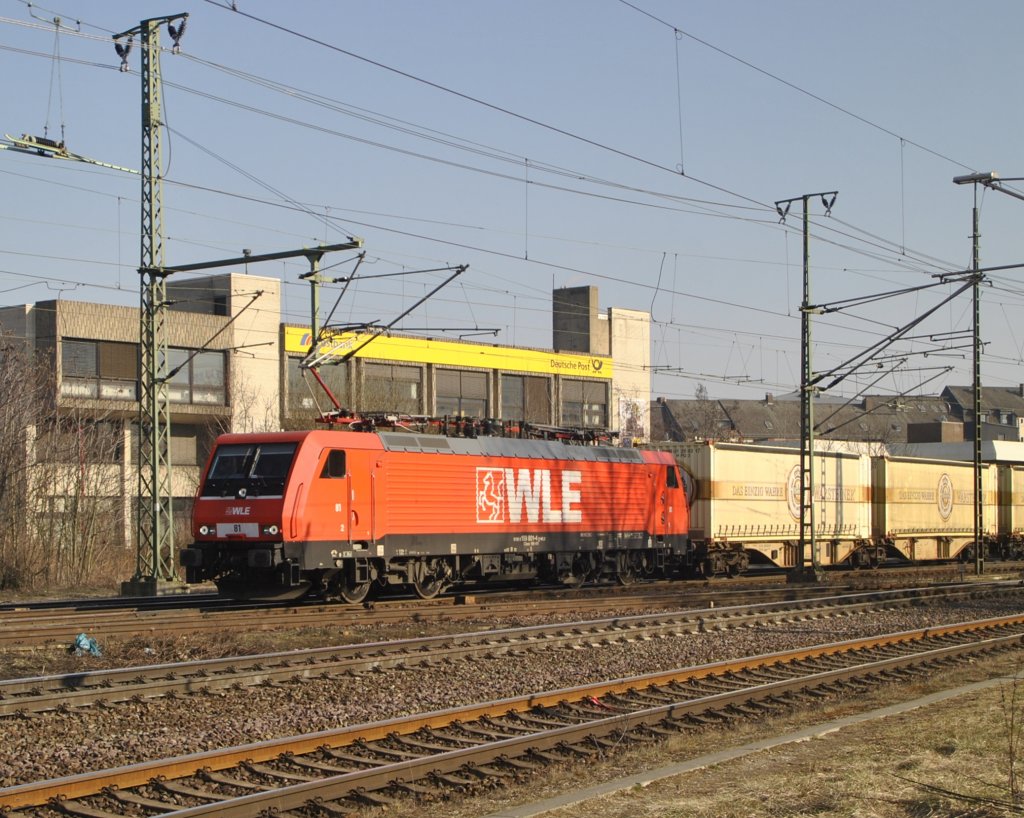 WLE 81, mit Warsteinerzug am 03.03.2011 in Lehrte.