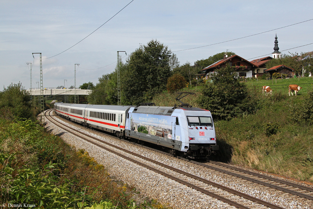 101 016 mit EC 218 am 22.09.2013 in Stra bei Teisendorf.