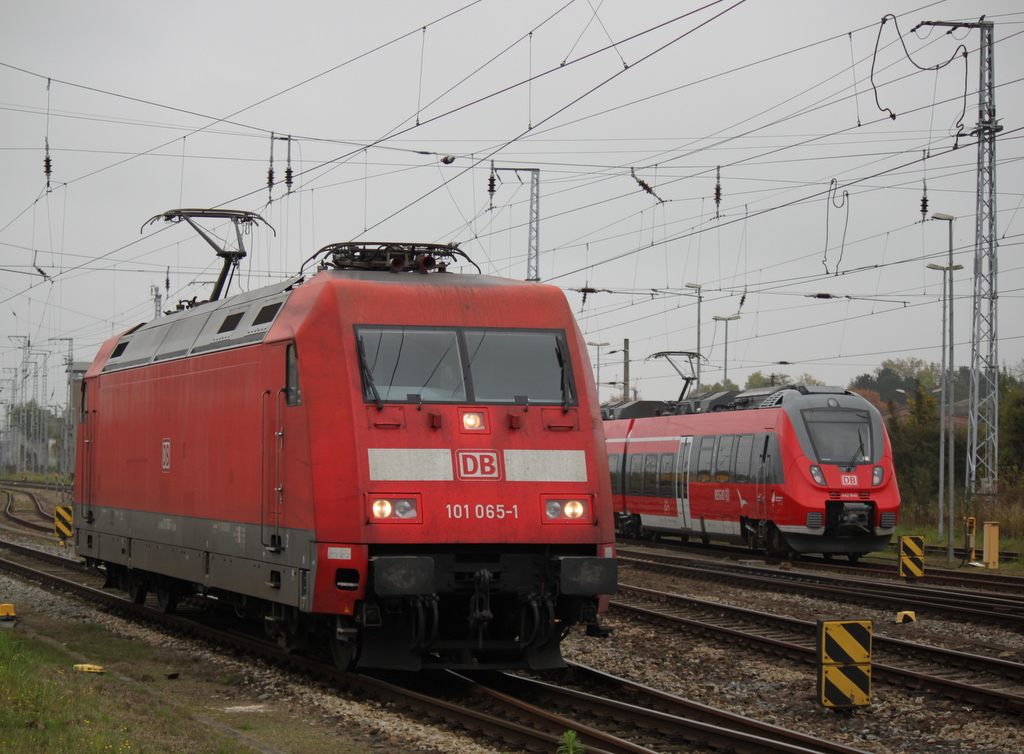 101 065-1 beim Rangieren im Rostocker Hbf.17.10.2014 