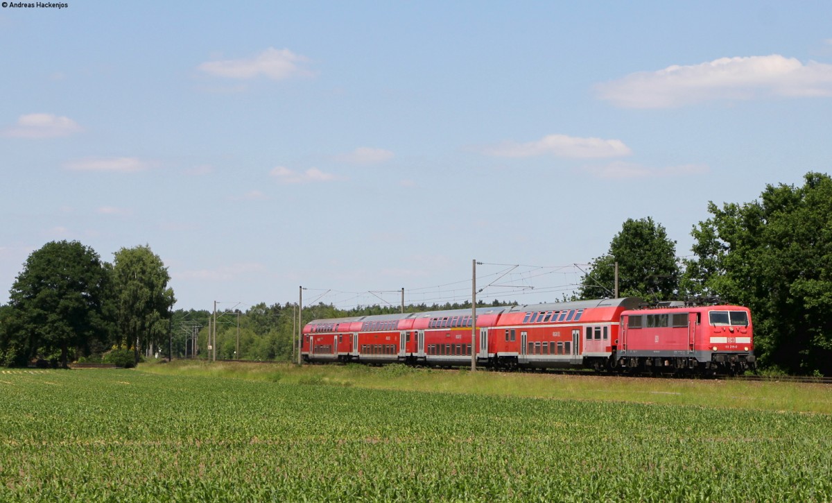 111 215-0 mit RE 26257 (Emden Hbf-Münster(Westf)Hbf) bei Emsbüren 11.6.15